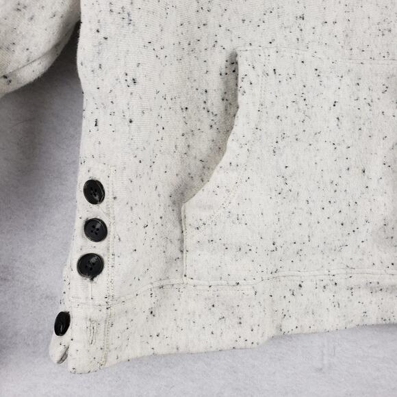 Madewell Womens L Donegal Mockneck Side Button Sweatshirt Pullover Cream Speckle - Picture 2 of 8